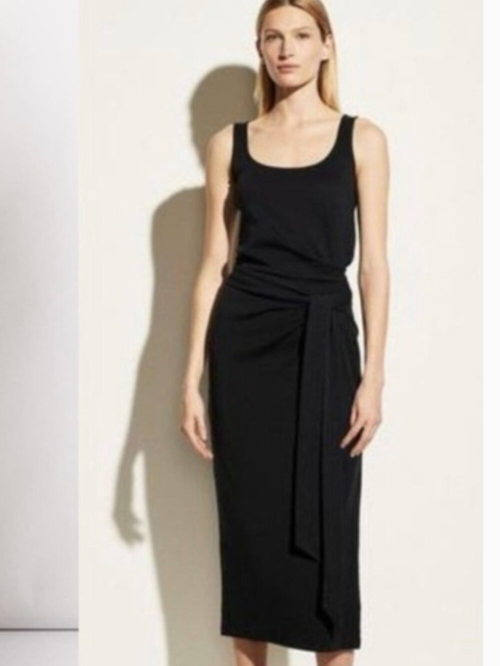 VINCE - Women’s Small - Sleeveless Wrap Tank Dress in Black -100% Pima Cotton